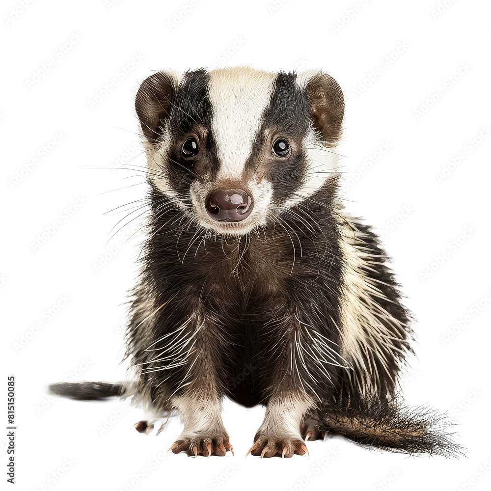 Poster a badger is seated in front of a plain png background, a beaver isolated on a whitepng background