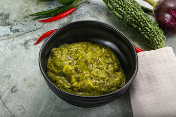 Indian cuisine - palak paneer cheese with spinach