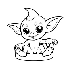 Vector illustration of a cute Goblin drawing for children page