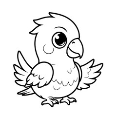 Vector illustration of a cute Parrot doodle for toddlers colouring page