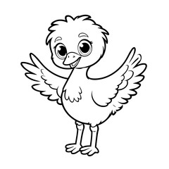 Cute vector illustration Ostrich drawing for kids page