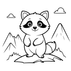 Vector illustration of a cute Raccoon drawing for toddlers book