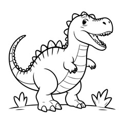 Cute vector illustration Spinosaurus doodle for kids colouring page