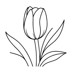 Vector illustration of a cute Tulip doodle for toddlers coloring activity