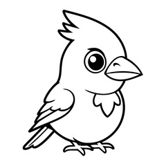 Cute vector illustration Cardinal drawing for kids colouring page