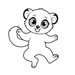 Cute vector illustration Lemur colouring page for kids