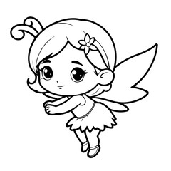 Simple vector illustration of Fairy for children colouring activity