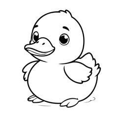Cute vector illustration Duck doodle for kids colouring page