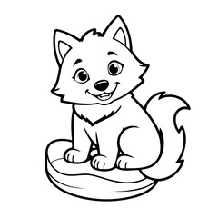 Vector illustration of a cute Wolf doodle for toddlers worksheet