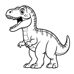 Vector illustration of a cute Allosaurus doodle for kids colouring page