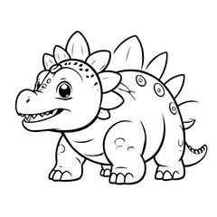 Cute vector illustration Ankylosaurus hand drawn for kids coloring page