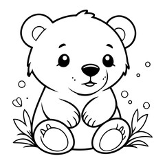 Vector illustration of a cute Bear drawing for colouring page