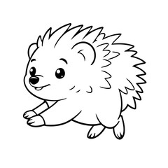 Cute vector illustration Hedgehog drawing colouring activity