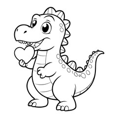 Vector illustration of a cute Spinosaurus drawing for kids colouring page