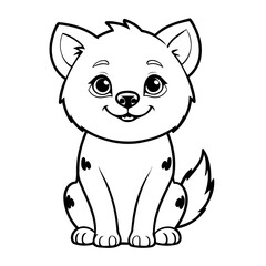 Vector illustration of a cute Hyena drawing for kids colouring activity
