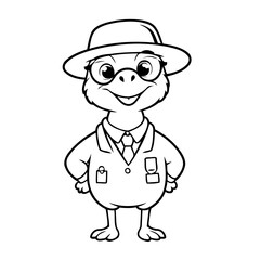 Cute vector illustration Ostrich doodle for kids colouring page