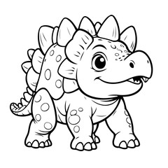 Simple vector illustration of Ankylosaurus hand drawn for kids coloring page