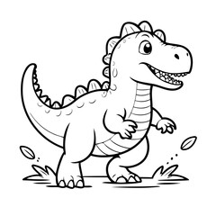 Vector illustration of a cute Spinosaurus doodle for kids colouring page