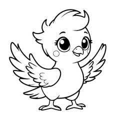 Naklejka premium Cute vector illustration Phoenix drawing colouring activity