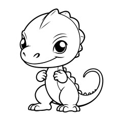 Vector illustration of a cute Lizard drawing for kids colouring page