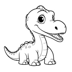 Cute vector illustration Diplodocus drawing for toddlers colouring page