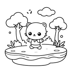 Simple vector illustration of Landscape outline for colouring page