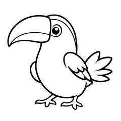 Cute vector illustration Toucan colouring page for kids