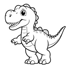 Cute vector illustration Spinosaurus drawing colouring activity