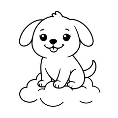Fototapeta premium Vector illustration of a cute Dog doodle for toddlers coloring activity