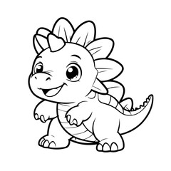 Simple vector illustration of Stegosaurus for kids colouring worksheet