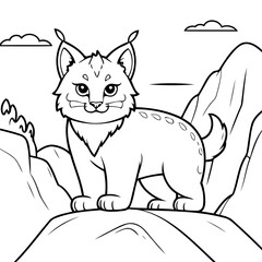 Simple vector illustration of Lynx for toddlers colouring page