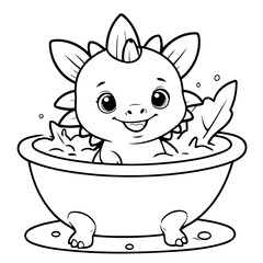 Vector illustration of a cute Stegosaurus doodle drawing for kids page