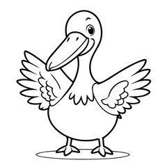 Cute vector illustration Pelican drawing for toddlers coloring activity