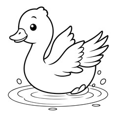 Simple vector illustration of Swan colouring page for kids