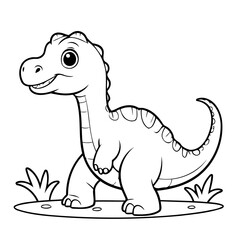 Simple vector illustration of Brachiosaurus drawing for toddlers book