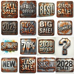 Sale label Metal grunge and rusty. AI generated illustration