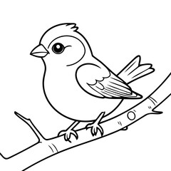 Cute vector illustration Sparrow doodle for kids coloring worksheet