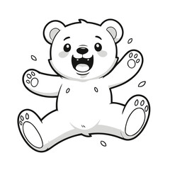 Vector illustration of a cute Bear doodle drawing for kids page