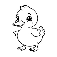 Cute vector illustration Duck doodle for children worksheet