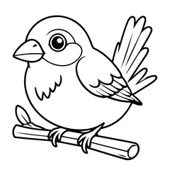 Simple vector illustration of Sparrow for kids coloring page