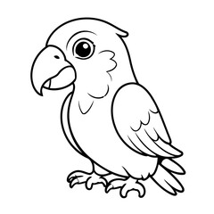 Cute vector illustration Parrot drawing for colouring page