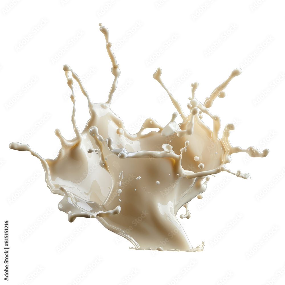 Poster milk splashing against a clean png background, creating a dynamic and visually striking contrast, a 
