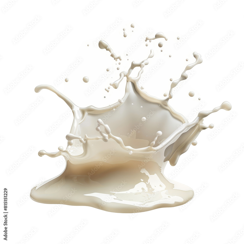Poster a splash of milk on a png background, creating a dynamic and visually striking moment, a splash of m