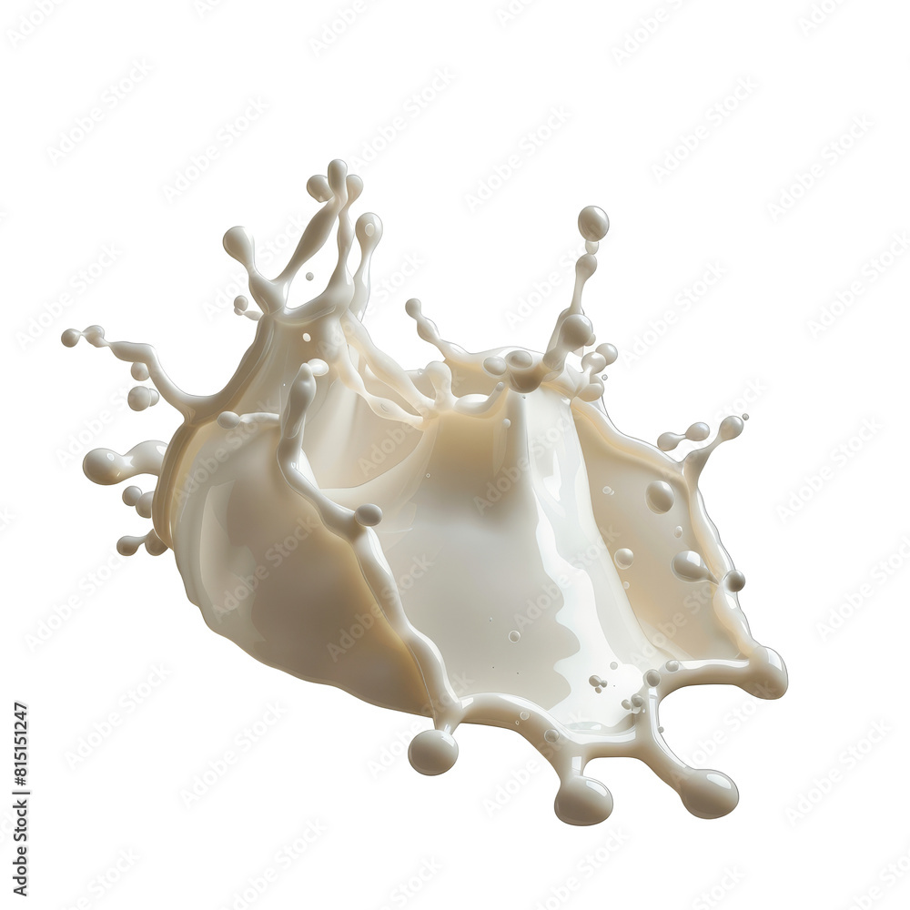 Poster milk splashing on a white surface, creating a dynamic and eye-catching visual, a splash of milk or c