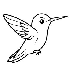 Vector illustration of a cute Hummingbird doodle for kids coloring worksheet
