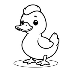 Vector illustration of a cute Duck doodle for kids coloring worksheet