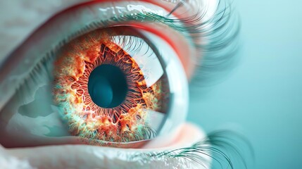 Human Eye, Detailed CrossSection, 3D Model  Style with copy with space