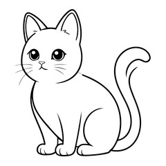 Vector illustration of a cute Cat drawing for kids page