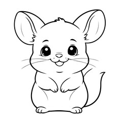 Cute vector illustration Chinchilla drawing for toddlers colouring page