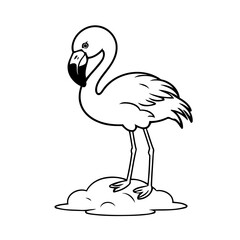Cute vector illustration Flamingo for kids coloring activity page